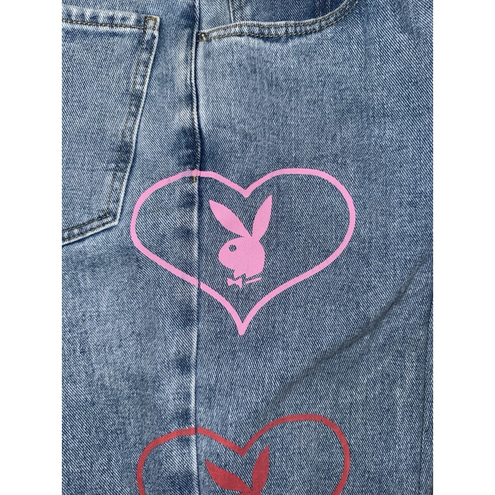 Playboy by PacSun Heart Bunny Light Wash Denim Jeans Womens Size 26 - Picture 16 of 16